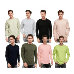 Urbanes Sweatshirt für Herren mit geripptem Ärmeldesign Pullover Sweater 19056 in Grau Melange, Lime-Grün, Rosa, Hell Braun, Hell Grün,