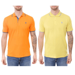 U.S. POLO ASSN. Men's Polo Shirt, Basic Shirt, Cotton Shirt, Short-Sleeve Shirt 197 63899 52520 Yellow or Orange