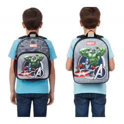 VADOBAG Kinder Rucksack im Avengers-Design mit Hulk und Captain America-Print Tages-Rucksack Kindergarten-Rucksack 5L 202-399 Grau