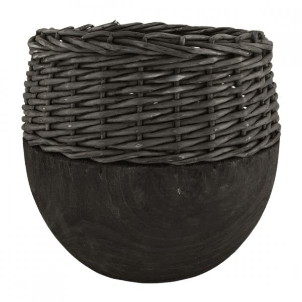 Vase Paulownia Holz schwarz 29 cm