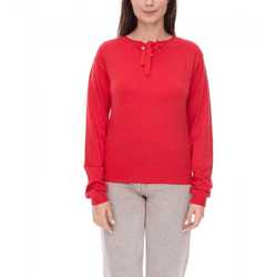 vestino Damen Strick-Pullover mit Chiffon-Schleife Alltags-Pullover Sweater 901088 Rot