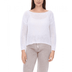 vestino Damen Strick-Pullover mit Netz-Struktur Alltags-Pulli Sweater 900709 Weiß