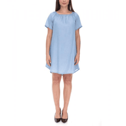 vestino Damen Tunika-Kleid lose fallende Form Mini-Kleid Kurzarm-Kleid 900568 Hellblau