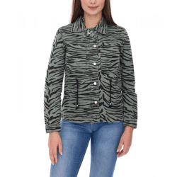 vestino Damen Übergangs-Jacke Baumwoll-Jacke mit Tiermuster Jeans-Sommer-Jacke 900810 Khaki/Schwarz