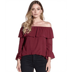 vestino Off-Shoulder Bluse mit Volant Sommer-Bluse 900880 Rot