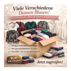 Viele Verschiedene Damen Blusen 3029 Stück je nur 1,70€ netto Deutsche Versandhaus Ware
