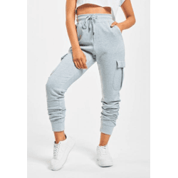 vielseitige DEF Damen Hose Kordelzug Fleece 300 g/m² mit Baumwolle Grau