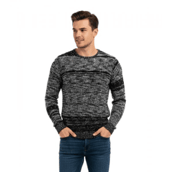 Vielseitiger Herren Rundhals-Pullover mit Punktmuster Strick-Sweater 6245 Schwarz