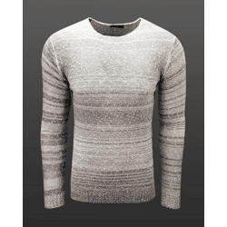 Vielseitiger Herren Rundhals-Pullover mit Punktmuster Strick-Sweater 6245 Weiß