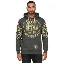 Versatile men's hooded sweater with cool brand prints Hoodie Sweater 19078 Anthracite