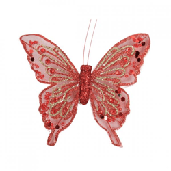 Butterfly on clip red 11 cm