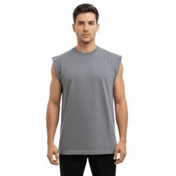 VSCT Clubwear Bulky Herren T-Shirt Baumwoll-T-Shirt Anthrazit Acid Washed