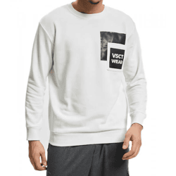 vsct Clubwear Herren Crew-Neck Pullover mit Logo-Patch auf der Brusttasche Sweat-Shirt 5643317 Weiß