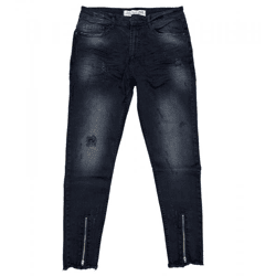 vsct Clubwear Herren Jeans im Used-Look Denim-Hose mit Reißverschluss an den Beinenden B5642803 Schwarz