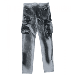 vsct Keanu Herren Slim-Fit Cargo-Hose im Destroyed-Look Denim-Jeans mit Farbspritzer D5643250 Grau