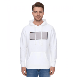 vsct Net Application Herren Hoodie mit Gitter-Print auf Brust Baumwoll Kapuzen-Pullover 5643160 Ecru/Weiß