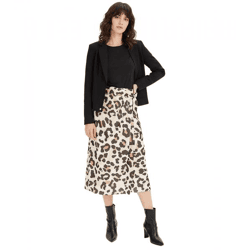 weicher Damen Wickelrock mit modischem Leoparden-Print Große Größen 907940 Beige/Braun