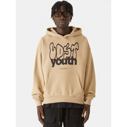 weicher Lost Youth Herren Hoodie Rippbündchen Kapuze 460 g/m² mit Baumwolle Beige