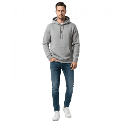 weicher ON THAT ASS Kean Hoodie Herren Baumwoll-Sweater mit Fleece-Innenfutter Hellgrau