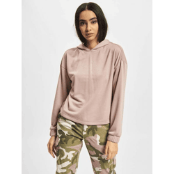 weicher Urban Classics Damen Hoodie große Kapuze Rippbündchen 300 g/m² Alt-Rosa