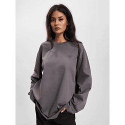 weiches DEF Damen Sweatshirt Rippbündchen mit Baumwolle Grau