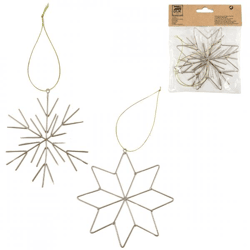 Weihnachtsanhänger Schneeflocke Metall champagnerfarben 11,5 cm 2er Set