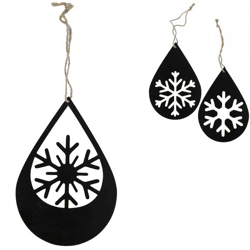 Weihnachtsanhänger Schneeflocke Metall schwarz 20 cm 3fach sortiert