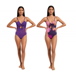 Wendbarer Damen Badeanzug mit tollem Farbverlauf Bademode 907506 Lila/Bunt