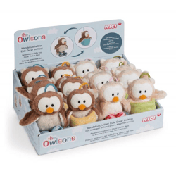 Wendekuscheltier Eule Oscar und Owluna mit Loop Display NICI GREEN