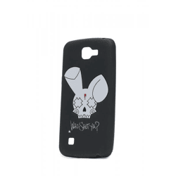WHO SHOT YA? Handyhülle für LG K4, Motiv „WHO SHOT YA?“ mit Hasen-Logo, Schwarz