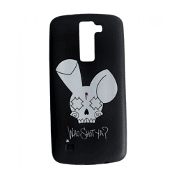 WHO SHOT YA? Handyhülle für LG K8, Motiv „WHO SHOT YA?“, Hase, Schwarz