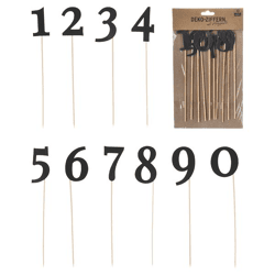 Numbers on wooden skewer, black, set of 10, approx. 25cmH