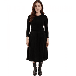 ZEGY Damen Falten-Rock schlichter Sommer-Rock Midi-Rock 1053 Schwarz