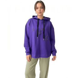 ZEGY Damen Hoodie Kapuzen-Pullover mit Vögel-Verzierungen Baumwoll-Pullover Sweater 1074 Violett