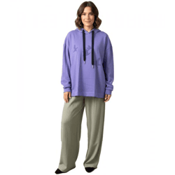 ZEGY Damen Hoodie Kapuzen-Pullover mit Vögel-Verzierungen Baumwoll-Pullover Sweater 1074 Violett