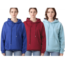 ZEGY Damen Hoodie schlichter Kapuzen-Pullover mit Kängurutasche Sweater 1077 Bordeaux-Rot, Royal-Blau, Hell-Blau