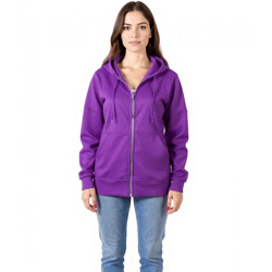 ZEGY Damen Sweat-Jacke mit Kapuze Baumwoll-Sweater Zip Hoodie 1083 Lila