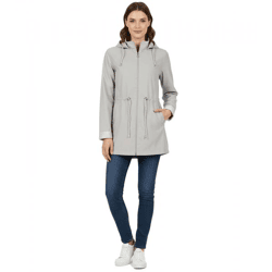 zeitlose Wedolina Linda Damen Übergangs-Jacke Kurz-Mantel mit abnehmbarer Kapuze sportliche Frühlings-Jacke 6556620 Grau