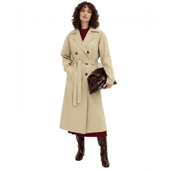 Double-breasted Women's Trench Coat, Oversized Transition Jacket with Belt 979556 Beige