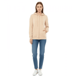 ZWILLINGSHERZ Damen Sweat-Jacke mit Kapuze Zip-Hoodie mit Taschen 46094-29 Beige