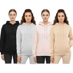 ZWILLINGSHERZ Hoodie Damen Sweat-Pullover Kapuzenpullover mit Tasche 46093 Rosa, Grau, Beige oder Schwarz
