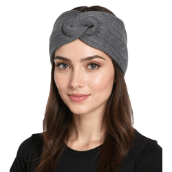 ZWILLINGSHERZ Strick-Stirnband Kaschmir-Stirnband Kopfbedeckung Feinstrick Winter-Stirnband Accessoire 8007 Mittelgrau