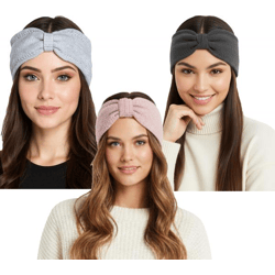 ZWILLINGSHERZ Strick-Stirnband Kaschmir-Stirnband Kopfbedeckung Feinstrick Winter-Stirnband Accessoire 8007 Hellgrau, Altrosa oder Dunkelgr