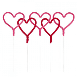 Amscan Herz am Stiel, Chenille, rosa/rot, 27 cm, 5er-Set