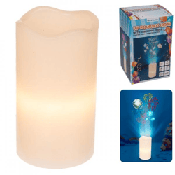 Aus der blauen LED Kerze Projektor auf Batterie weiß 15 cm