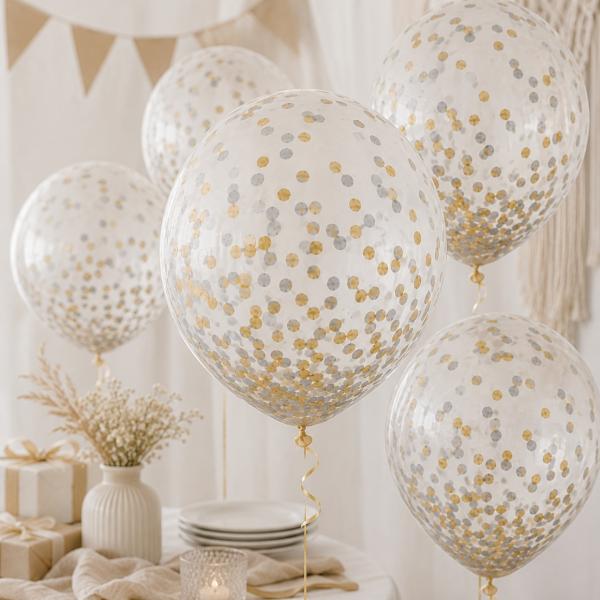 Confetti Balloons, 25 cm, 4-pack