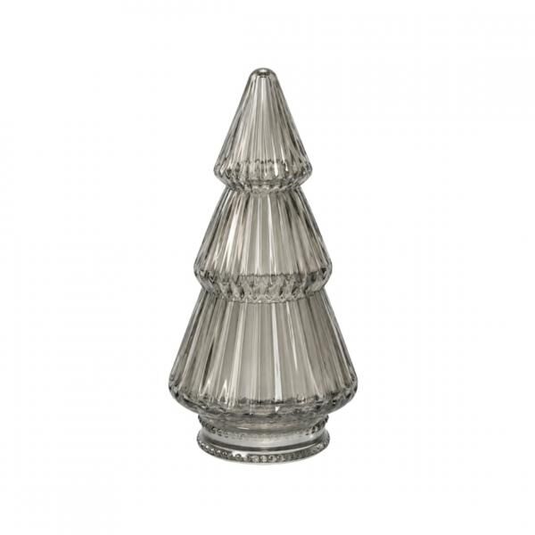Christmas Tree Figurine, Smoked Glass, Gray, 20 cm