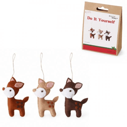 Boltze DIY-Weihnachtsanhänger „Rentier“ aus Filz, 10,5 cm, 3er-Set