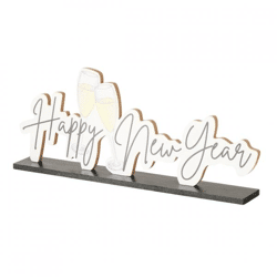 Boltze-Figur „Happy New Year“, schwarz-weiß, 38 cm