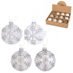 Boltze Weihnachtskugel aus Glas „Diamonds“, 8 cm, 4er-Set, sortiert